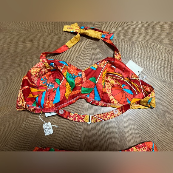 VINTAGE NWT 1960’s Swimsuit Paradise Hawaii Bikini Red Tropical Print - Picture 7 of 13